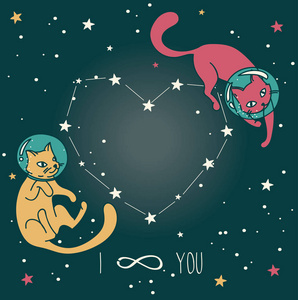爱涂鸦猫宇航员在太空中漂浮着的的宇宙海报