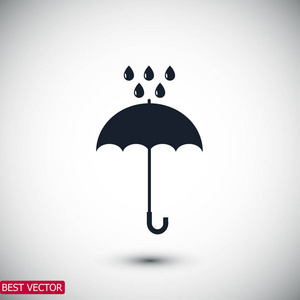 雨伞和雨水滴图标