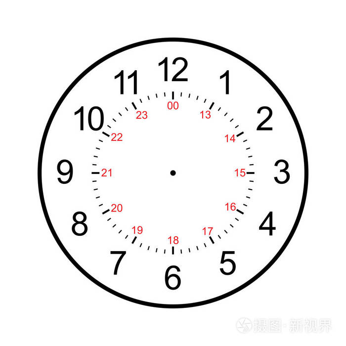 孤立在白色背景上的时钟脸空白