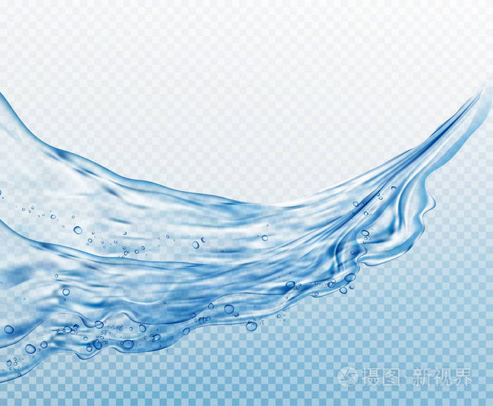 透明的水溅滴上孤立的透明背景矢量图eps10