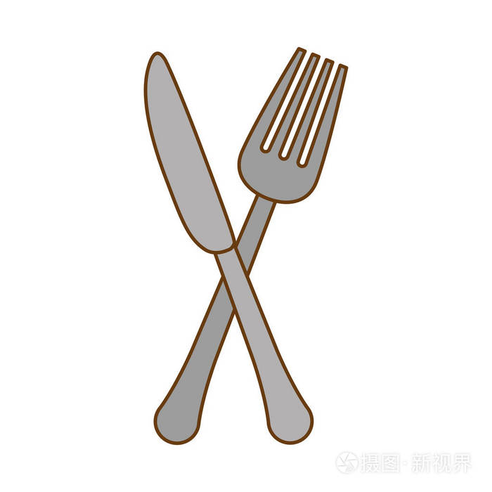 银刀和叉图标设计插画-正版商用图片0x337w-摄图新视界