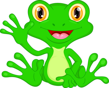 绿色的小青蛙卡通挥舞着图片