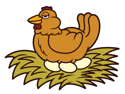 鸡下蛋母鸡下蛋在坐的位置卡通插图照片