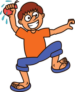 个 小男孩准备扔水气球卡通插图 相似素材图片