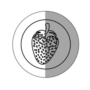 贴纸剪影圆形形状与草莓果实图片