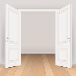 大厅打开的门图片