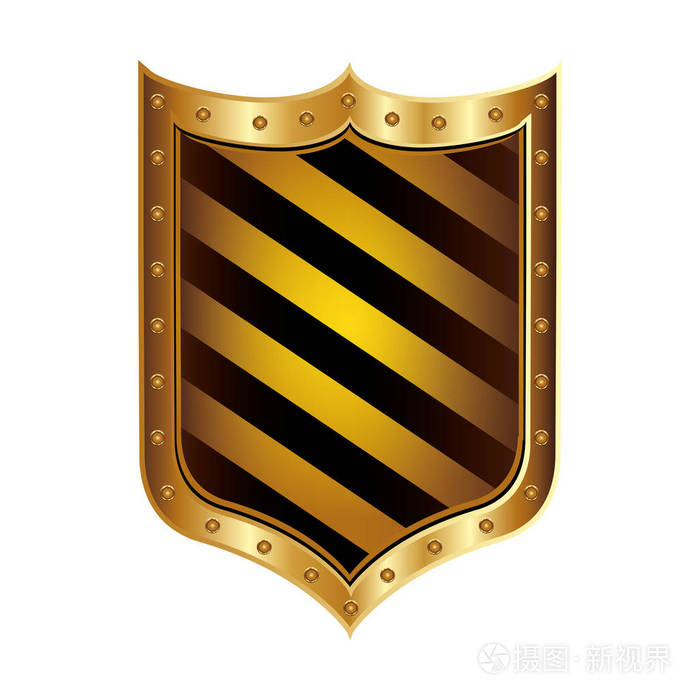 金色盾牌与多彩对角线形状