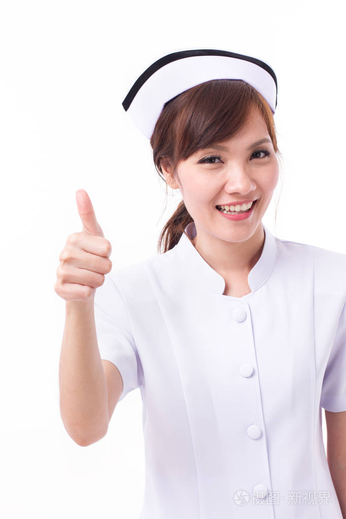 护士给大拇指手势