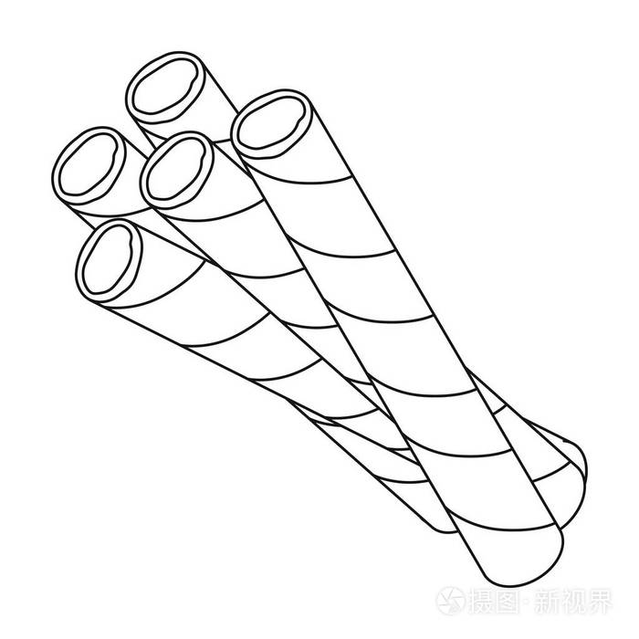 巧克力威化吸管图标在白色背景上孤立的轮廓样式.