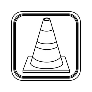 单色条纹的交通锥的轮廓广场图片