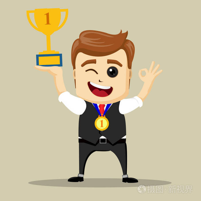 矢量商务人奖.胜利的商人