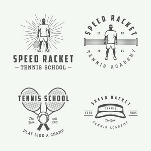 集复古网球标志 标志 徽章 标签