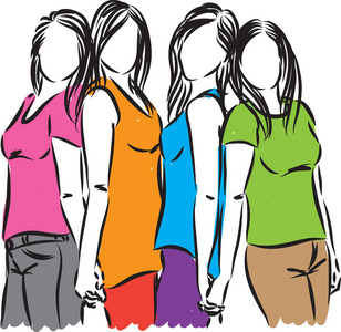 组的女性朋友图插画