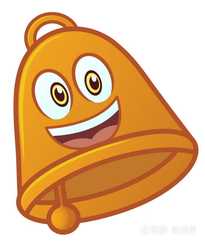 学校铃声卡通插图上白色孤立