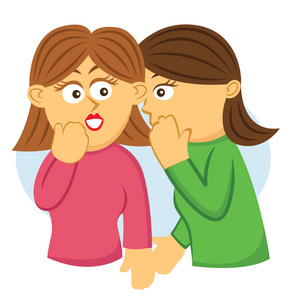 两个女孩闲聊上白色孤立的卡通插图照片