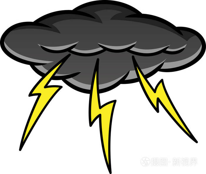 黑风暴云卡通插图上白色孤立