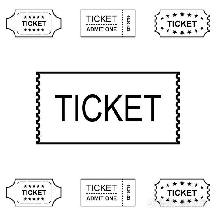 白色背景上孤立的票图标