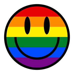微笑的脸笑脸图标 lgbt 彩虹旗照片