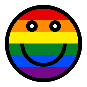 微笑的脸笑脸图标 lgbt 彩虹旗照片