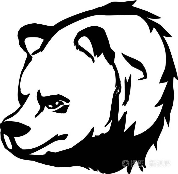 黑色和白色的熊头矢量图。Bearhead 标志
