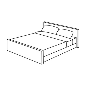 休息图标床在白色背景上孤立的大纲样式图标.