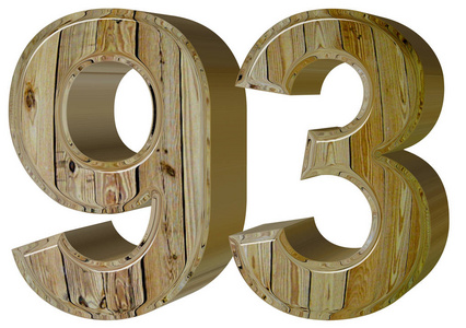 数字 93,九十三,孤立在白色的背景下,3d 仁德照片