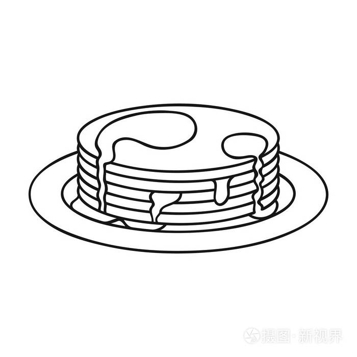 煎饼蜂蜜图标在白色背景上孤立的轮廓样式apairy符号股票矢量图