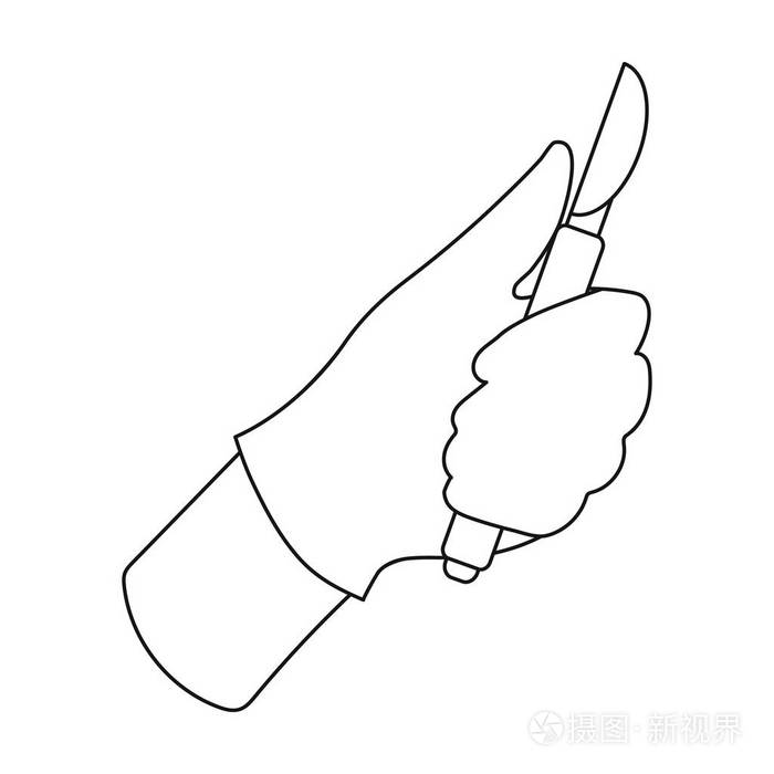 手术刀在白色背景上孤立的大纲样式图标.皮肤护理符号股票矢量图