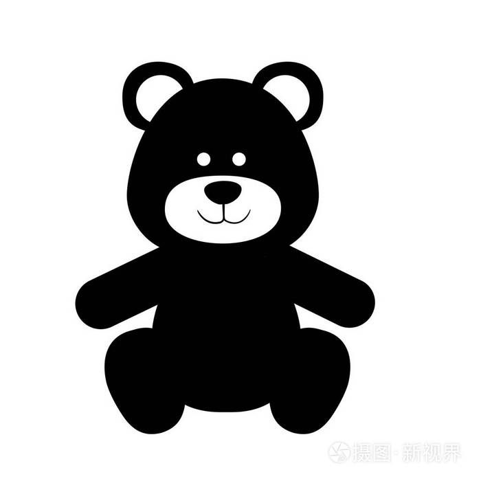 与泰迪熊的单色剪影