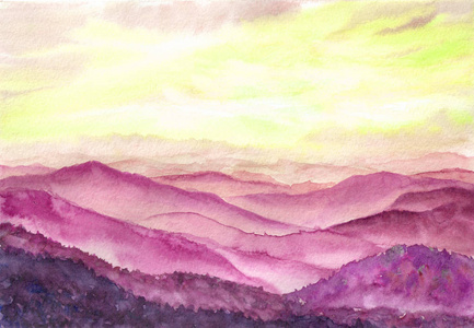 手绘粉红色的山图片