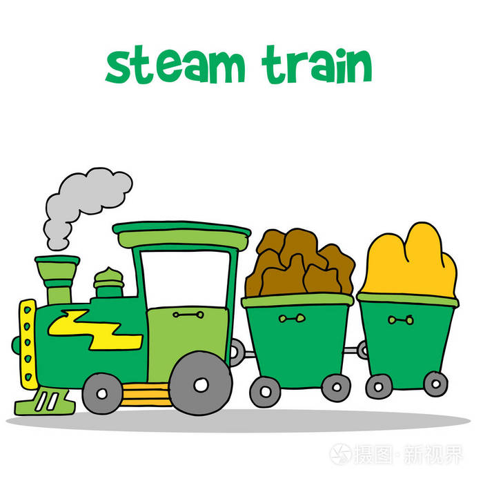 蒸汽火车卡通设计矢量