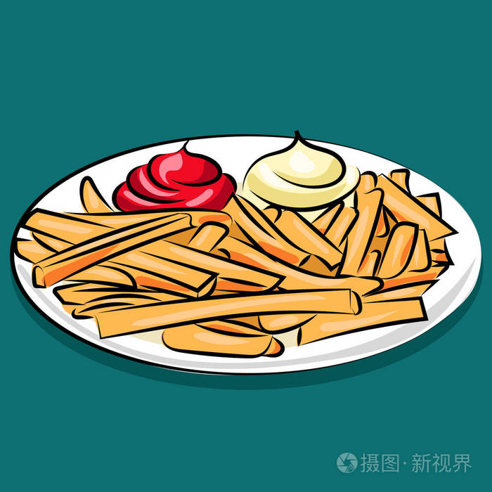 在白色背景孤立的法式炸薯条插画-正版商用图片0x54ai-摄图新视界