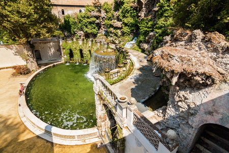 乐观的观点，丰塔纳 dellOvato 喷泉和花园别墅埃斯特，附近罗姆人，拉齐奥大区，意大利蒂沃利