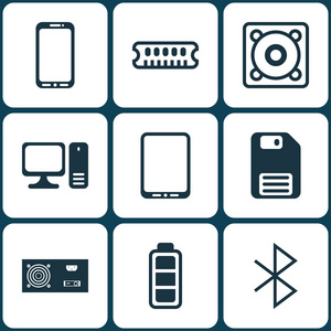 音乐组件9 计算机硬件图标集.