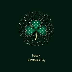 矢量与爱尔兰三叶草闪亮点和文本快乐圣帕特里克节节日背景