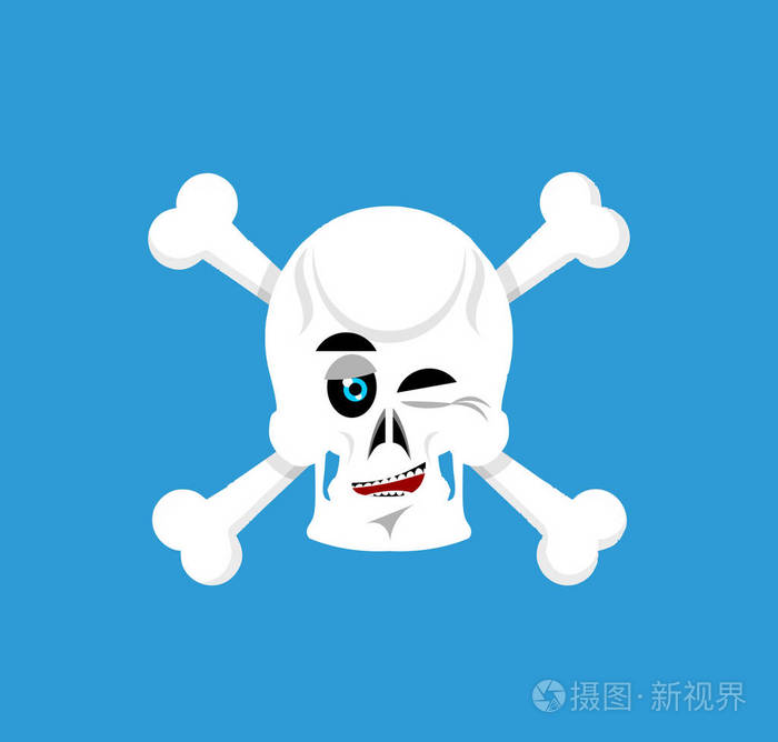 骷髅和交叉骨传情动漫表情符号骷髅头情绪快乐我