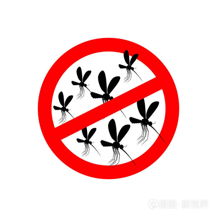 阻止蚊子红色的禁止标志禁令昆虫