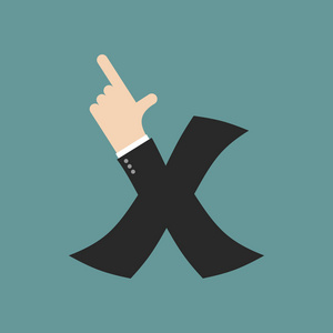 X 信商人手字体。它显示指纹。手臂象征