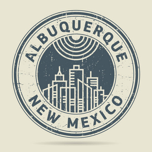Grunge 橡皮戳或带有文本新墨西哥州阿尔伯克基的标签