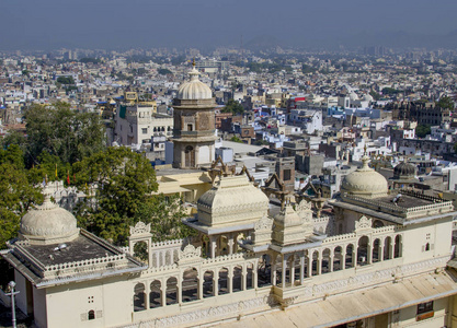 在顶视图印度乌代布尔市