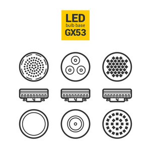 Led 灯 Gx53 灯泡矢量轮廓图标集