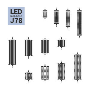 Led 的灯泡 J78 矢量轮廓图标集