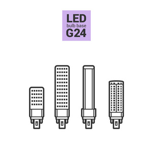 Led 灯 G24 灯泡矢量轮廓图标集