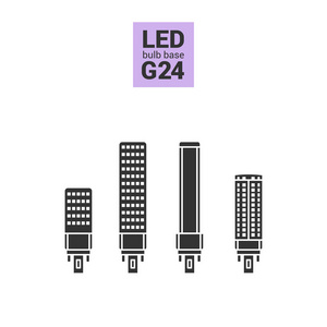 Led 的灯泡 G24 矢量轮廓图标集