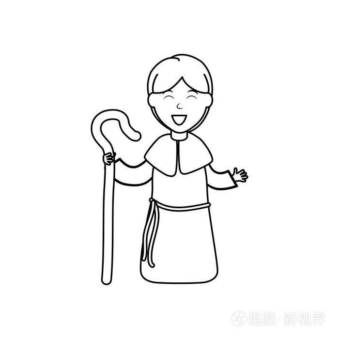 牧羊女卡通人物插画-正版商用图片0x69i0-摄图新视界