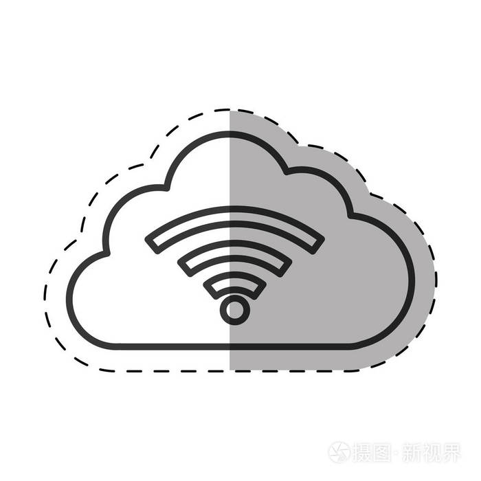 云wifi 互联网连接技术的细线插画-正版商用图片0x6gq6-摄图新视界