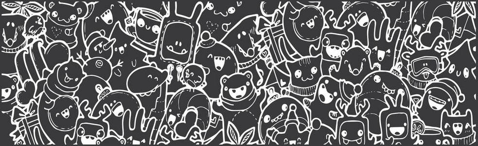 涂鸦卡通黑白图片-涂鸦卡通黑白素材-涂鸦卡通黑白插画-摄图新视界