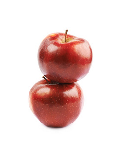 孤立的两个成熟红苹果