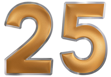 数字 25,二十五,白色背景,3d 渲染上孤立照片