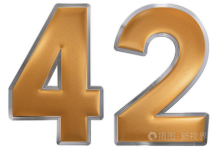 数字42四十二白色背景3d渲染上孤立